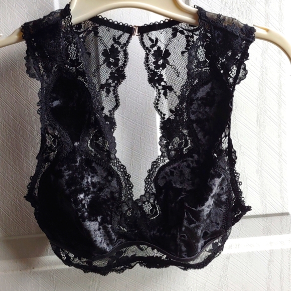 Victoria's Secret Other - "Victoria Secret" brand. Black lace, velour bralette. Measurements in photos.